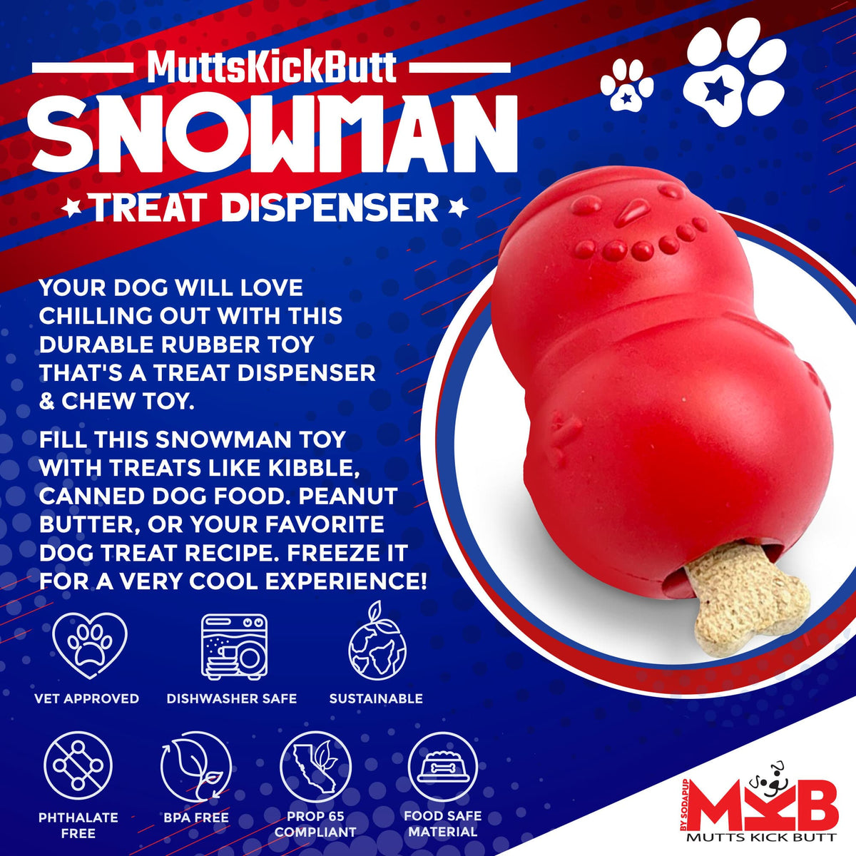 Snowman Treat-Dispensing Toy (USA Made)