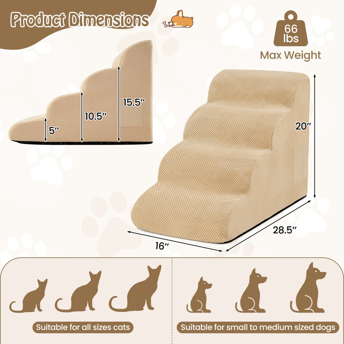 4-Step Foam Dog Stairs
