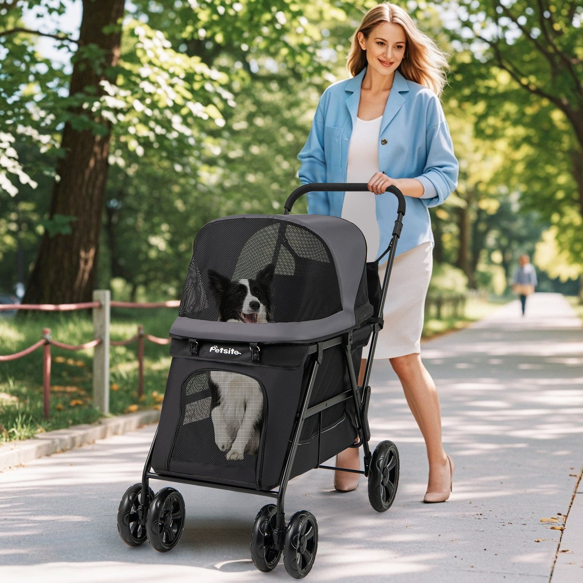 Senior Dog Stroller with Walk-In Ramp