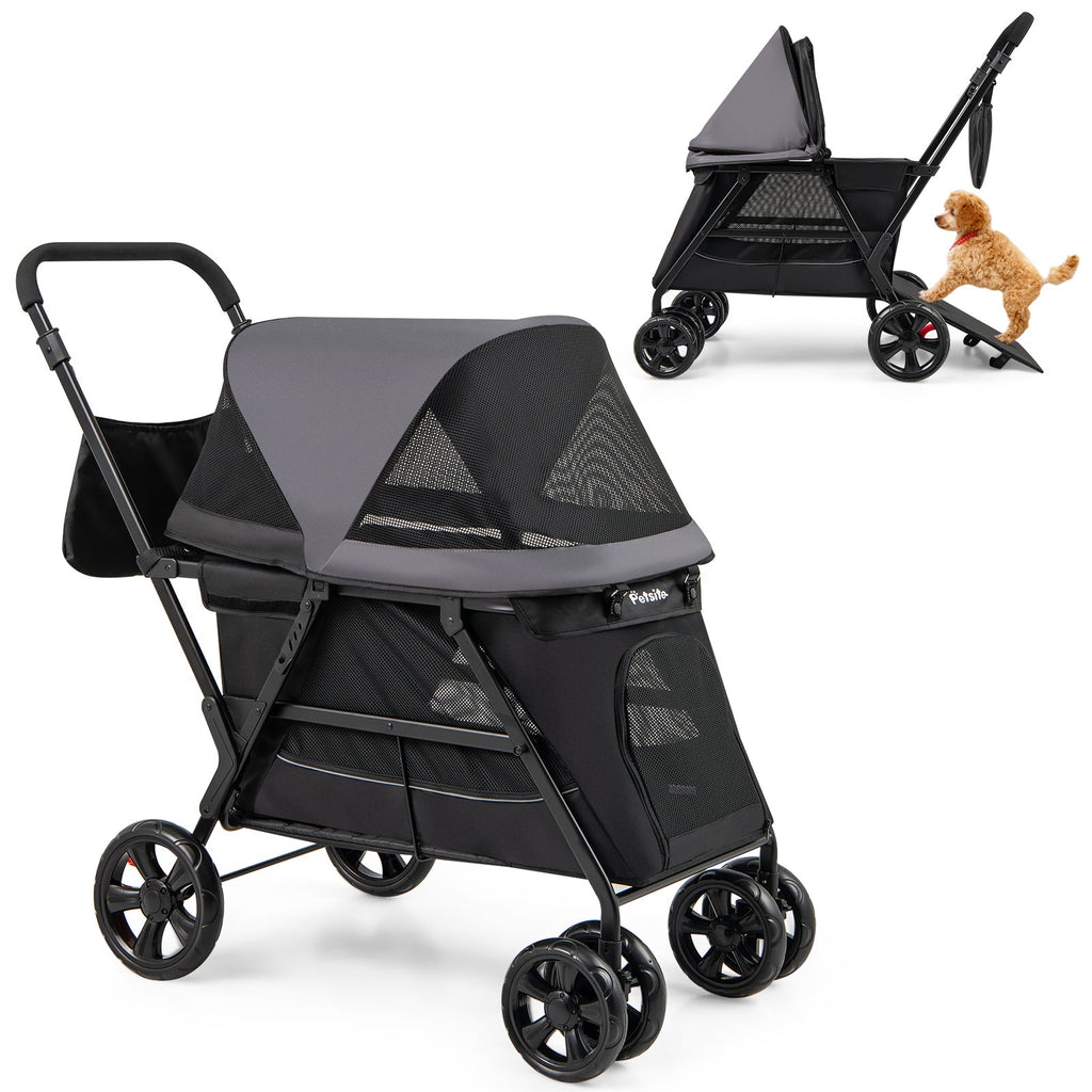 Senior Dog Stroller with Walk-In Ramp