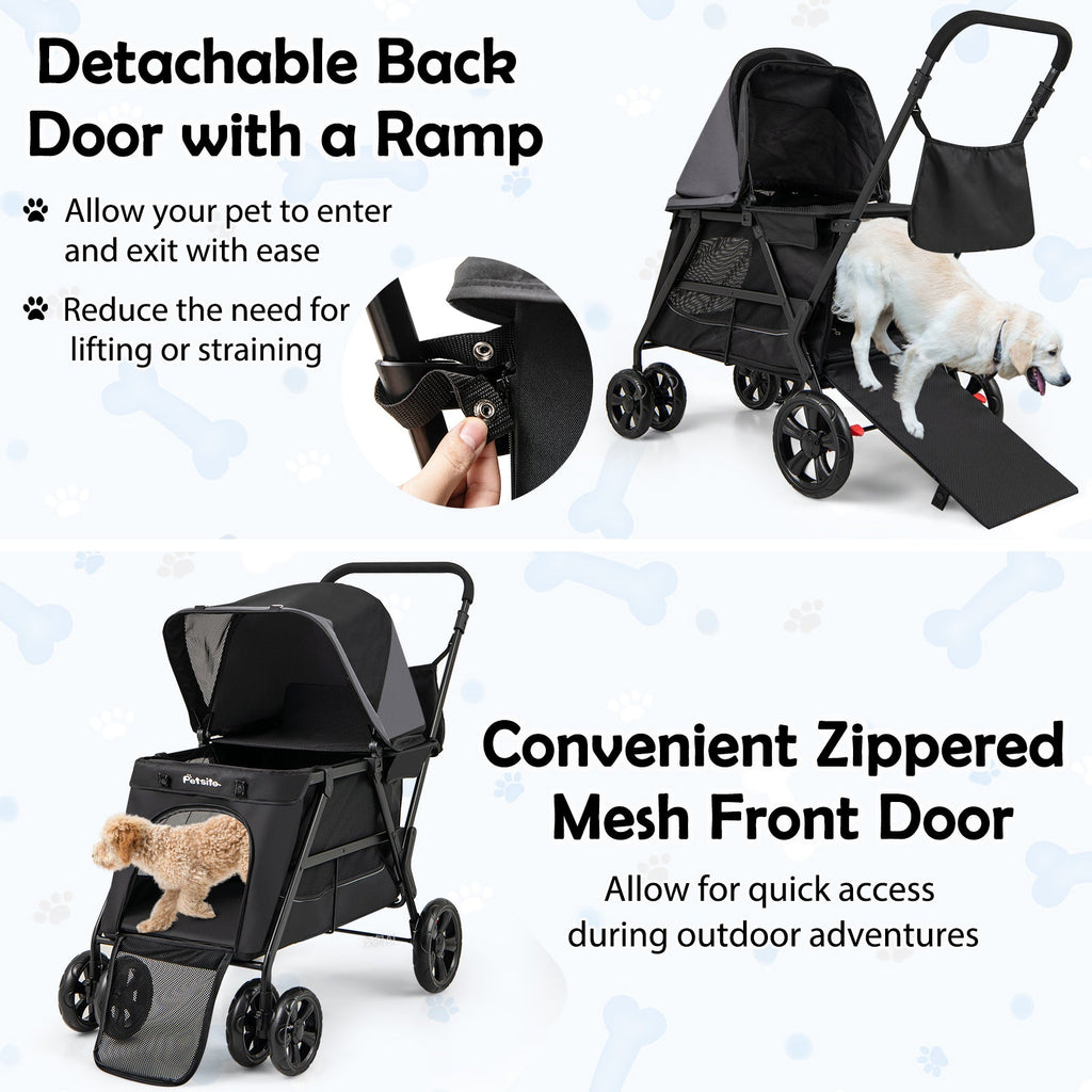 Senior Dog Stroller with Walk-In Ramp
