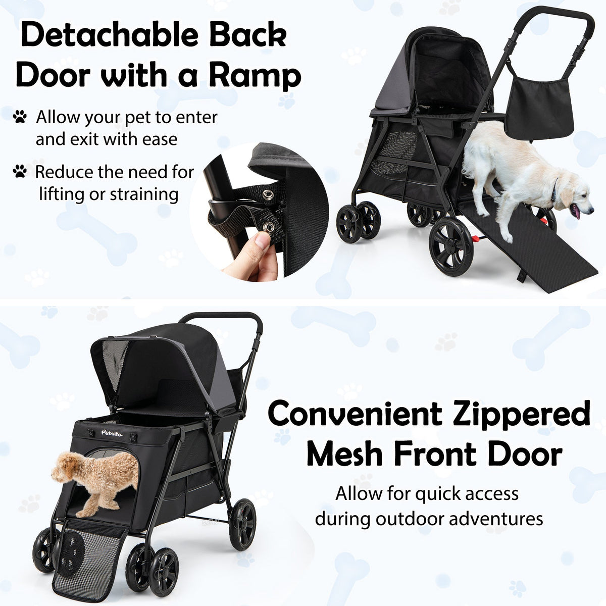 Senior Dog Stroller with Walk-In Ramp