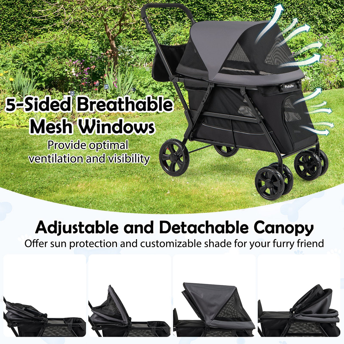 Senior Dog Stroller with Walk-In Ramp