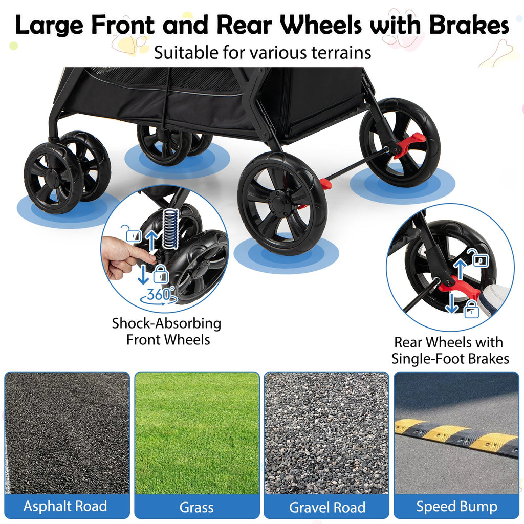 Senior Dog Stroller with Walk-In Ramp
