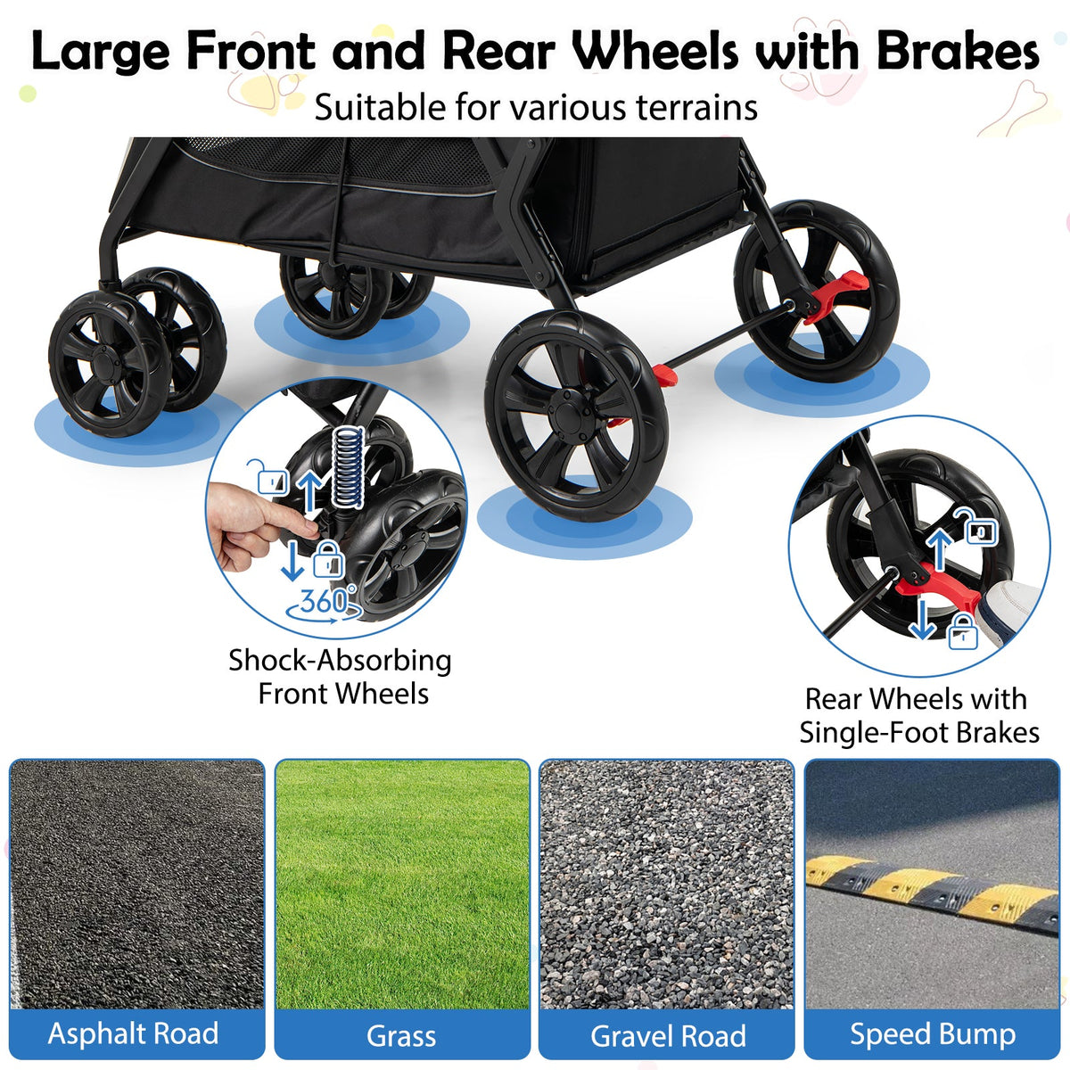 Senior Dog Stroller with Walk-In Ramp