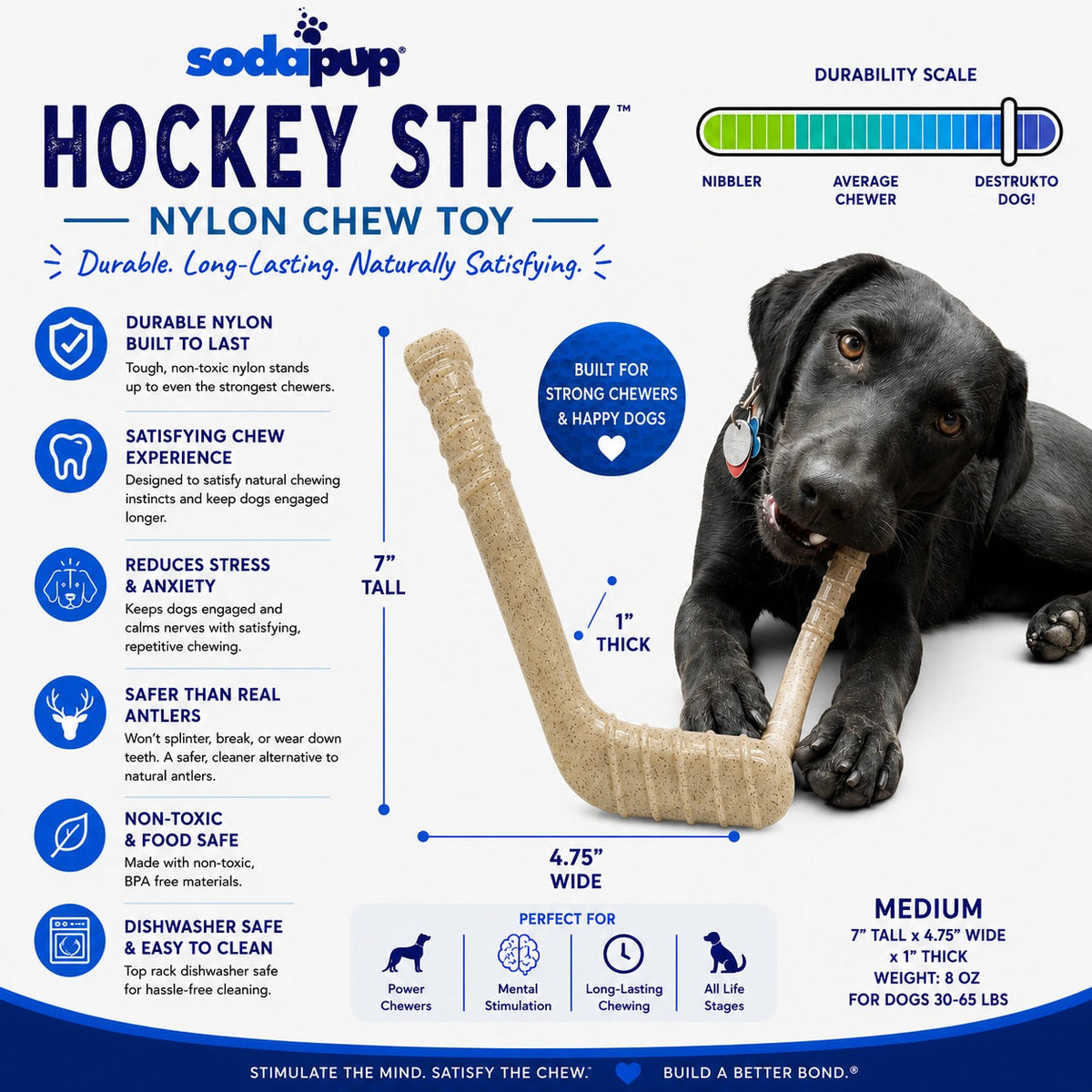 Hockey Stick Nylon Chew (SodaPup, USA Made)